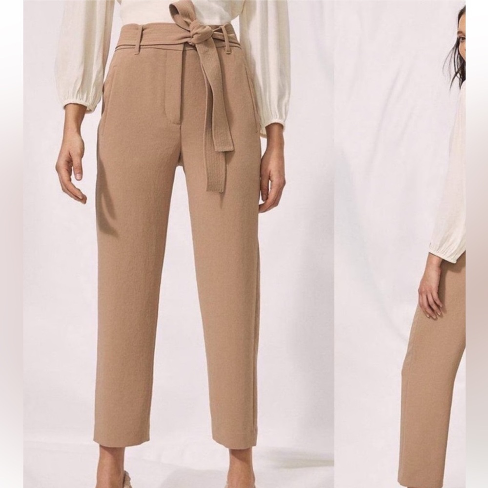 Aritzia Wilfred Tan Cropped Tie Front Pants
